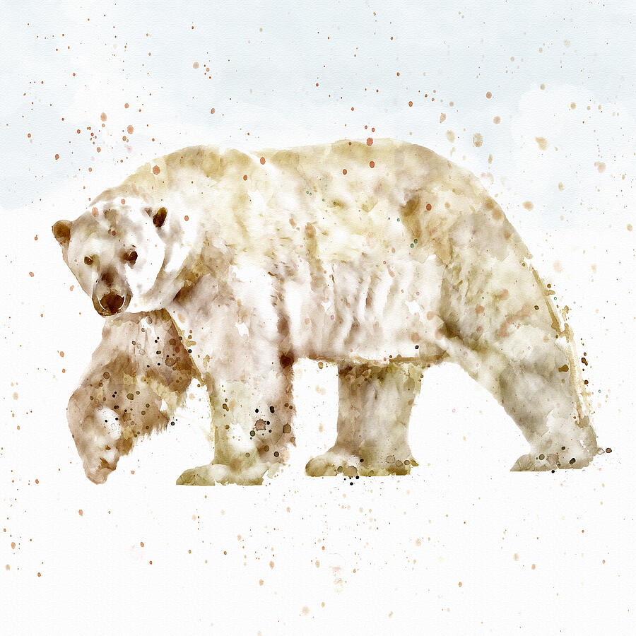 Animal Painting - Polar Bear watercolor by Marian Voicu