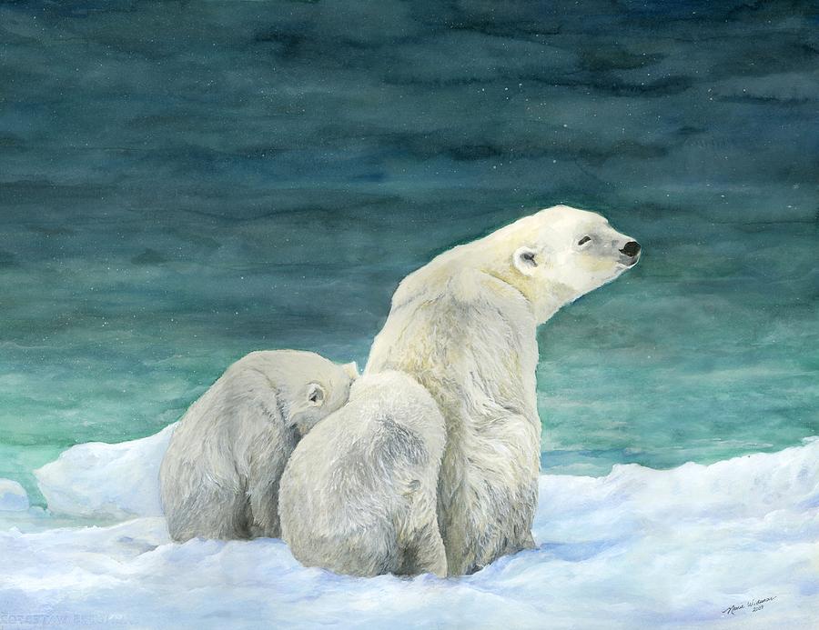 Polar Bear Mixed Media - Polar Bears by The Sea by Nonie Wideman