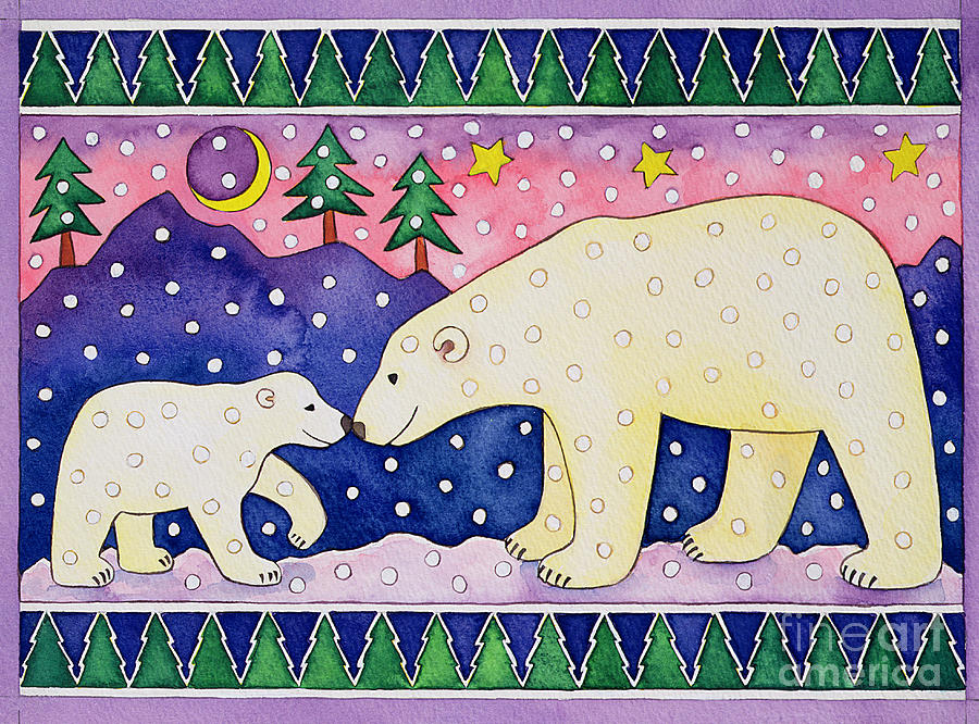 Christmas Painting - Polar Bears by Cathy Baxter