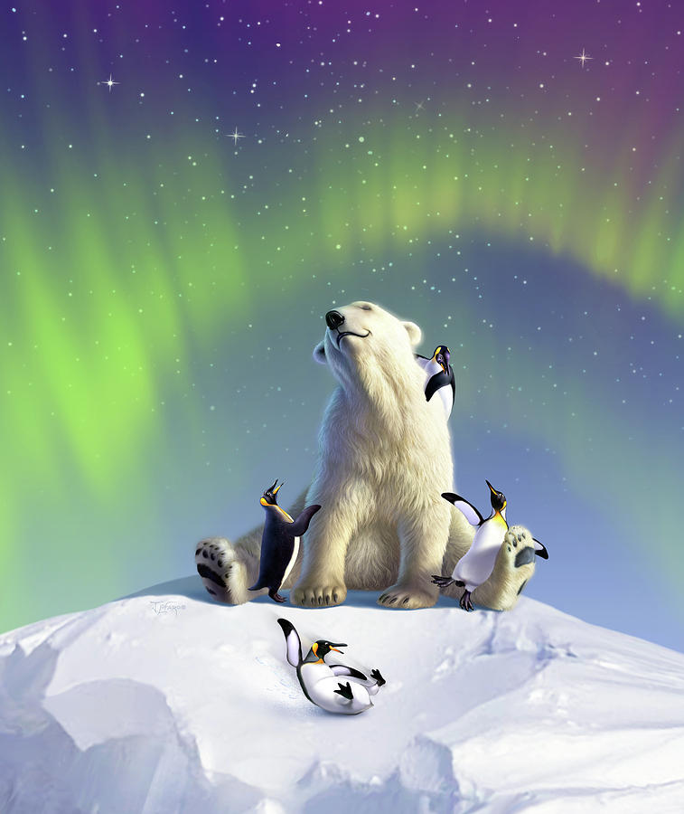 Polar Bear Digital Art - Polar Opposites by Jerry LoFaro