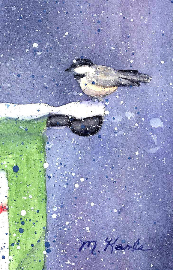 Pole Sitter - Chickadee Painting by Marsha Karle