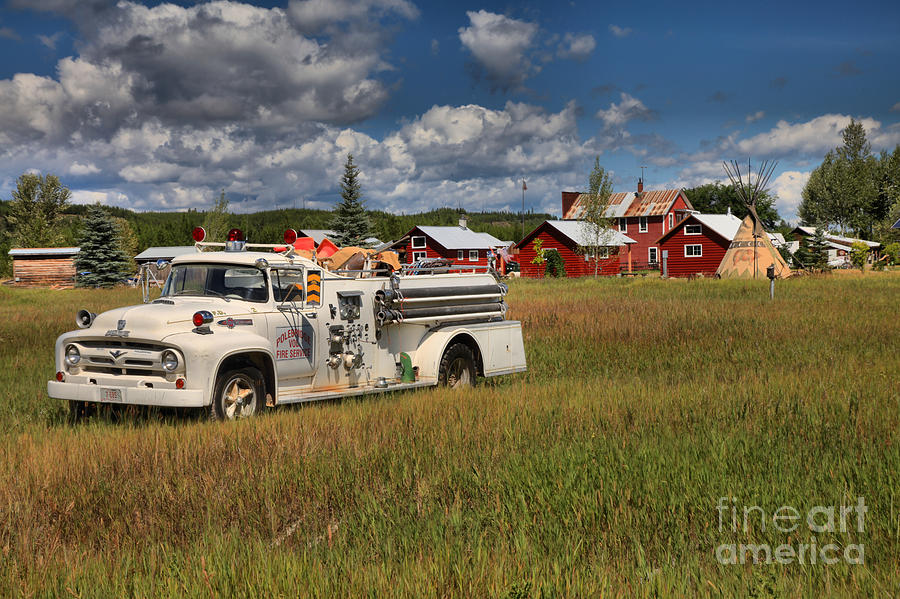 Polebridge Montana Fire Truck Landscape Photograph by Adam Jewell