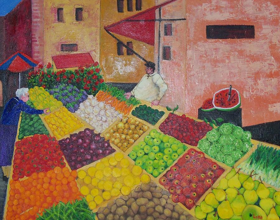 Shopping Center Painting - Polermo Street Market by Lore Rossi