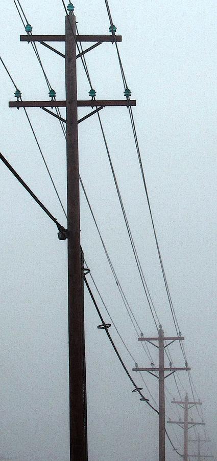 Poles In Fog - View On Left Photograph by Tony Grider