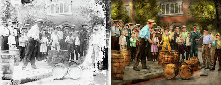Wine Photograph - Police - Prohibition - A smashing good time 1921 - Side by Side by Mike Savad