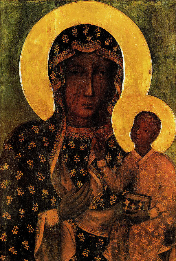 Black Madonna Painting - Black Madonna of Czestochowa, Our Lady of Czestochowa  by Magdalena Walulik