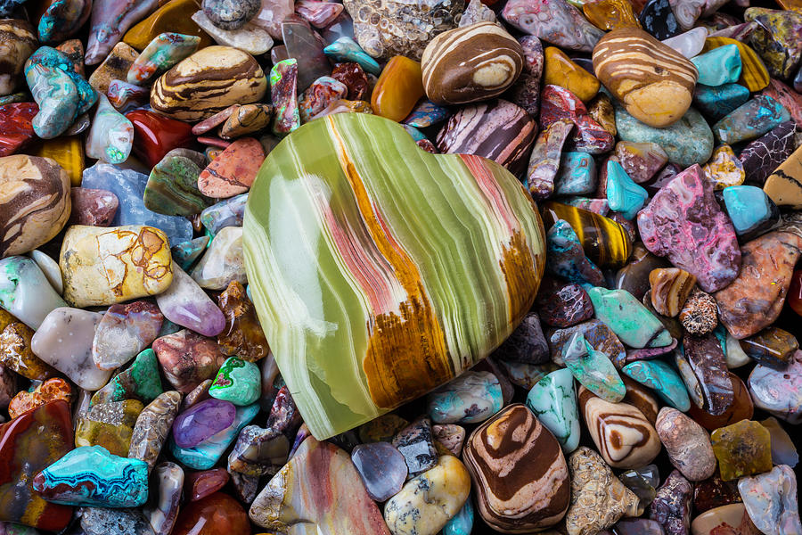Polished Rocks And Heart Stone Photograph by Garry Gay