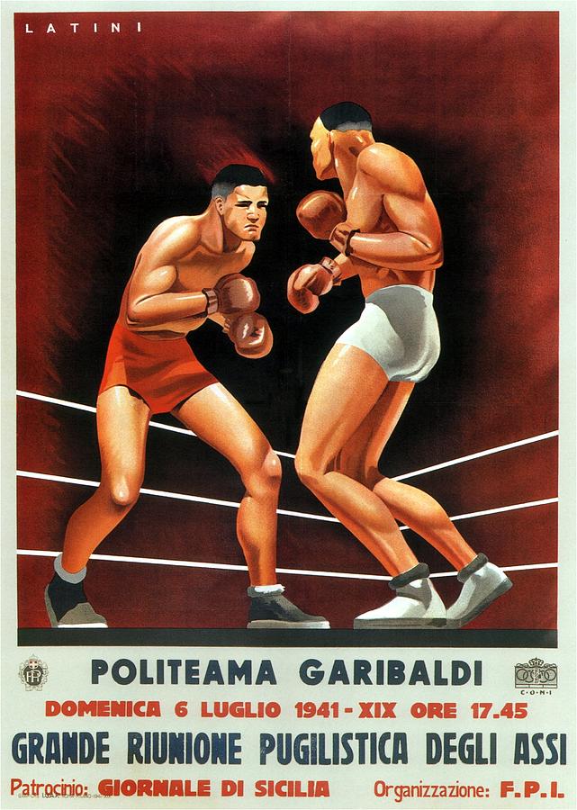 Politeama Garibaldi - Grande Riunione Pugilistica Degli Assi - Retro Travel Poster - Vintage Poster Mixed Media