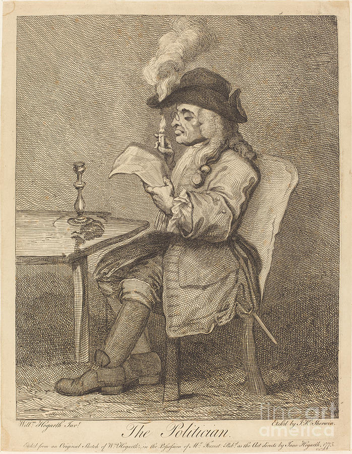 Politician Drawing by John Keyse Sherwin After William Hogarth