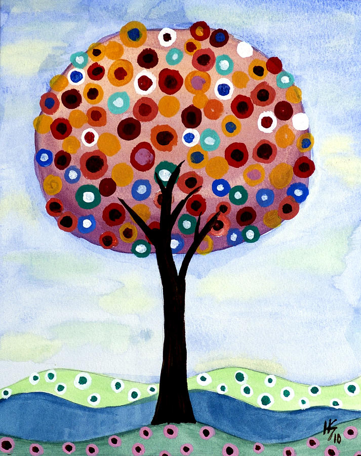 Polka Dot Tree Painting by Heather Saulsbury