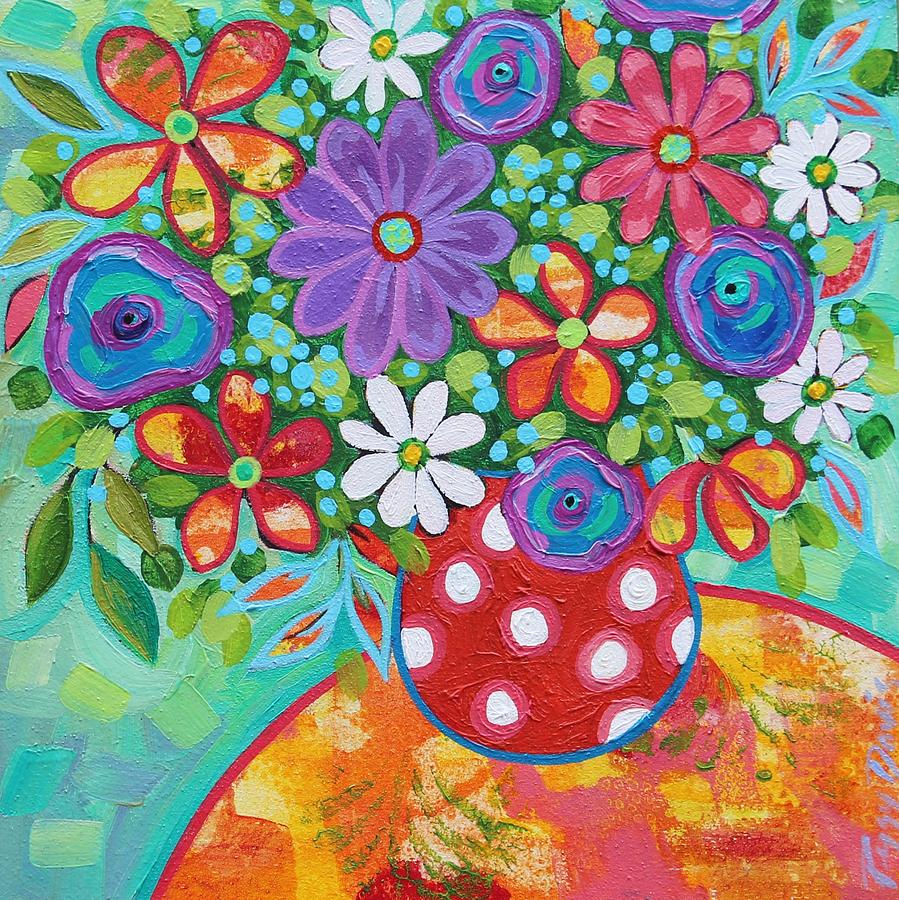 Polka Dot Vase Painting by Peggy Davis - Fine Art America