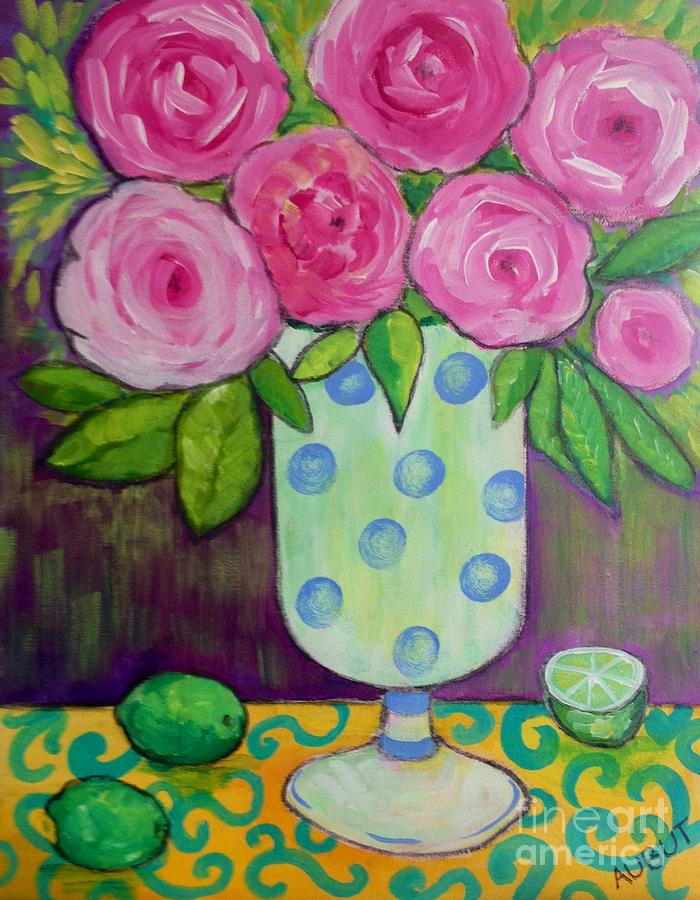 Polka-dot Vase Painting by Rosemary Aubut