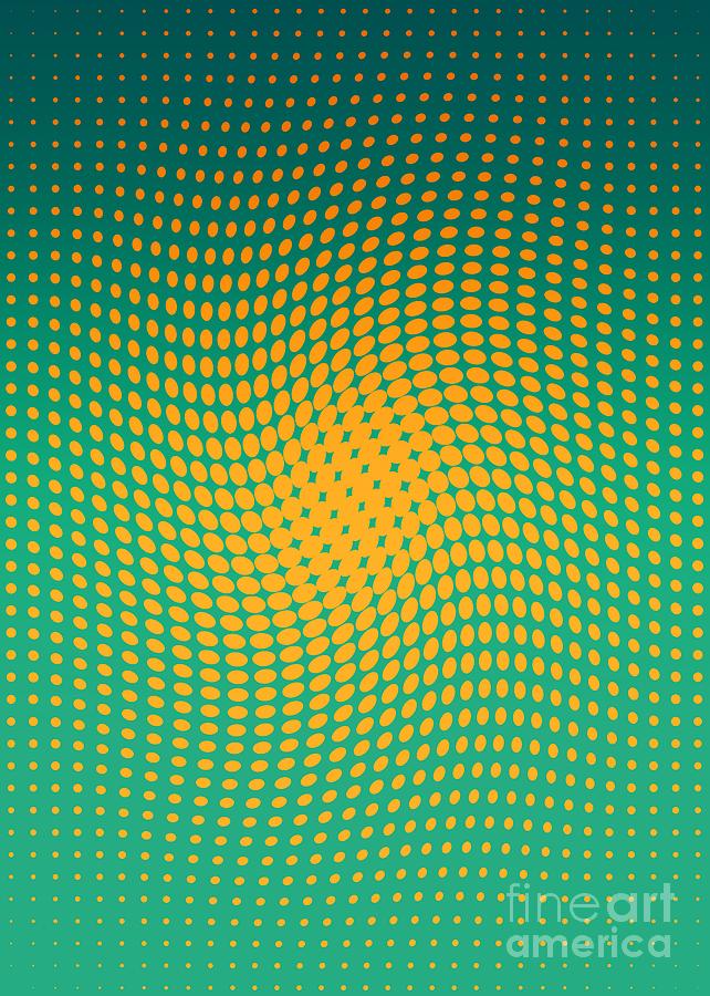Polka dots with a twist orange and green op-art Digital Art by Heidi De Leeuw