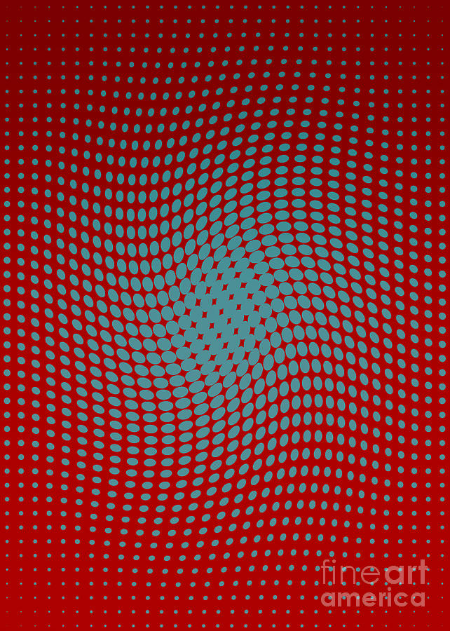 Polka dots with a twist red and blue op-art Digital Art by Heidi De Leeuw