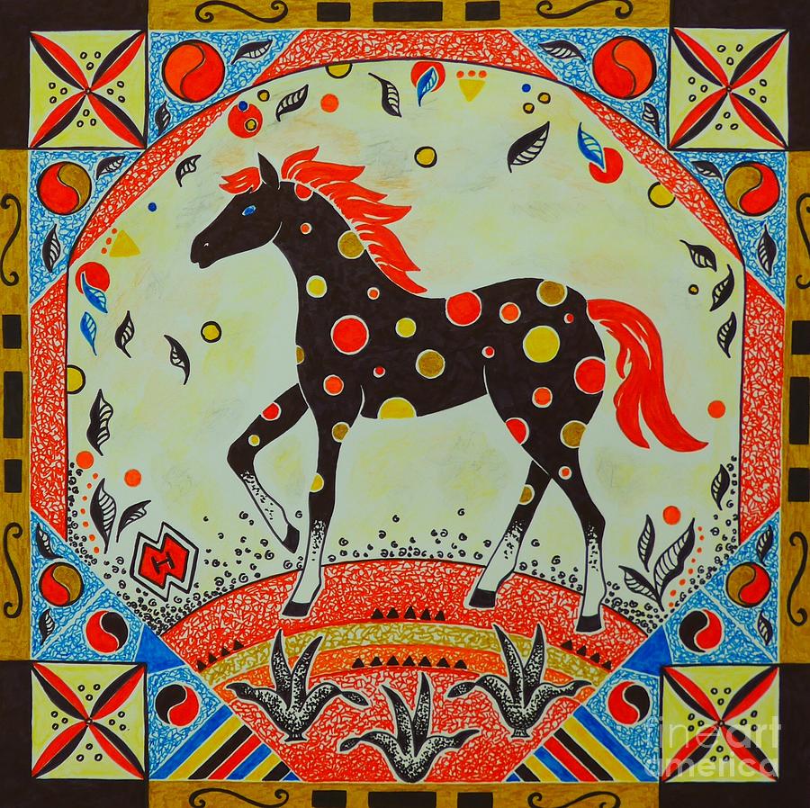 Unique Drawing - Polkadot Horse by Heather McFarlane-Watson