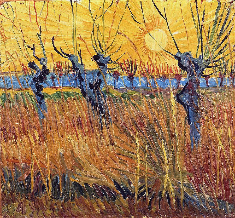 Spring Painting - Pollard Willows with Setting Sun, 1888 by Vincent Van Gogh