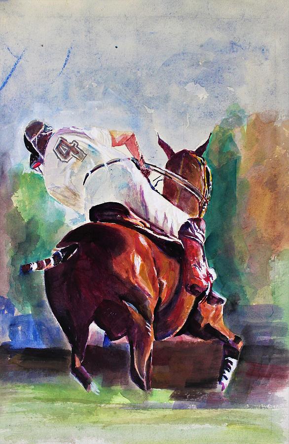Polo player # 4 Painting by Khalid Saeed