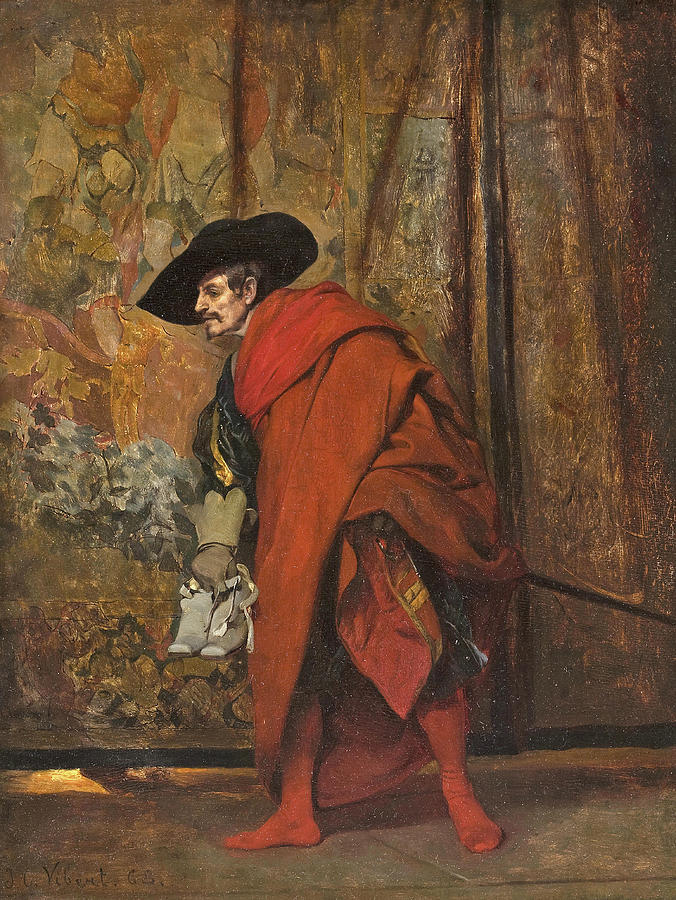 Polonius behind the curtain Painting by Jehan Georges Vibert