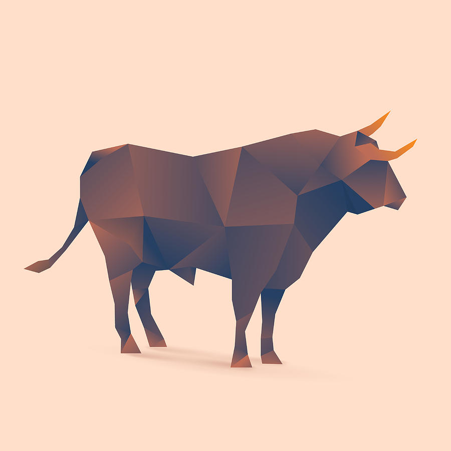 Polygonal Farm Animal Bull Digital Art