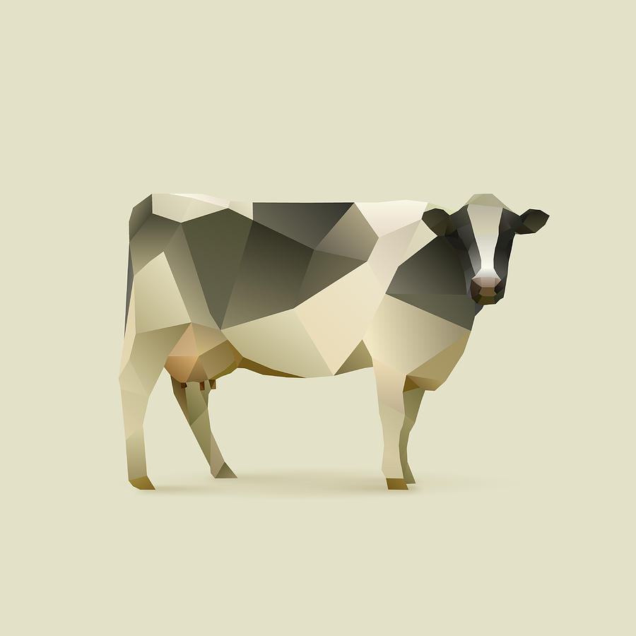 Polygonal Farm Animal Cow Digital Art