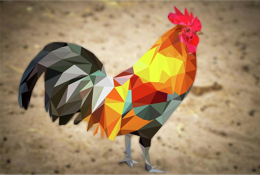 Polygonal Rooster Leghorn Digital Art