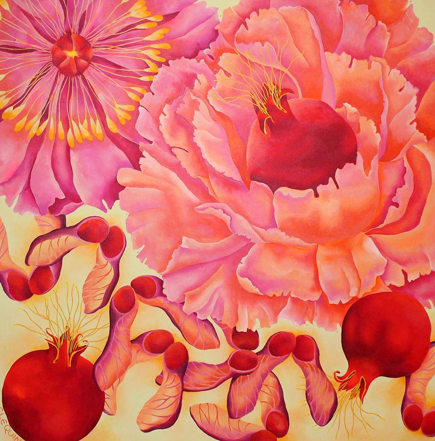 Flowers Still Life Painting - POM by Elizabeth Elequin