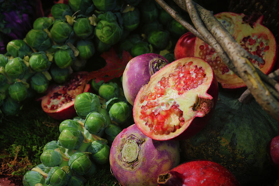 Juice Photograph - Pomegranate and Sprouts by Rick Berk