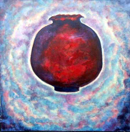 Pomegranate Eclipsing Painting by Rae Chichilnitsky