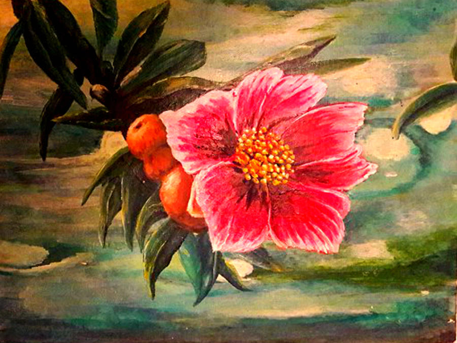 Flower on the Road Painting by Medea Ioseliani