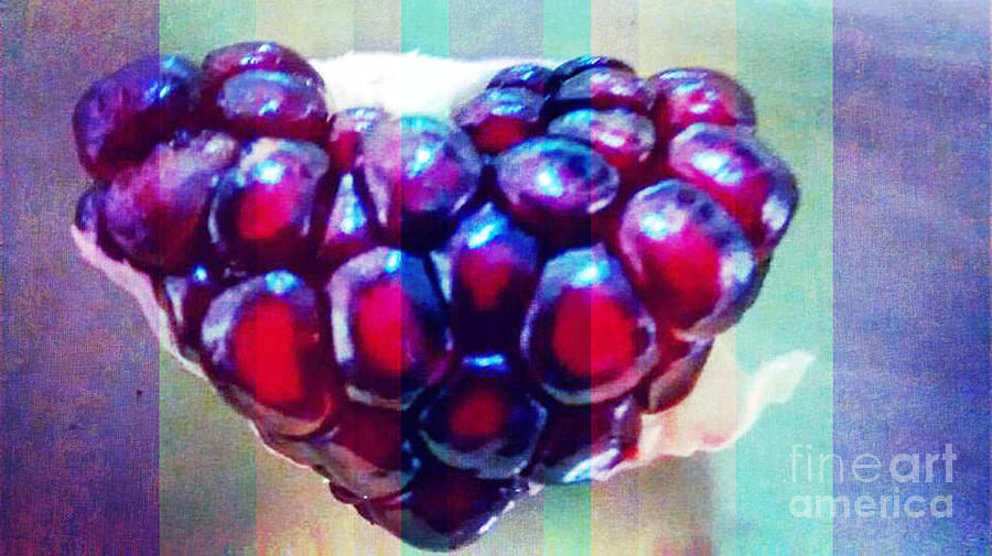 Abstract Painting - Pomegranate Heart In Stripes by Genevieve Esson