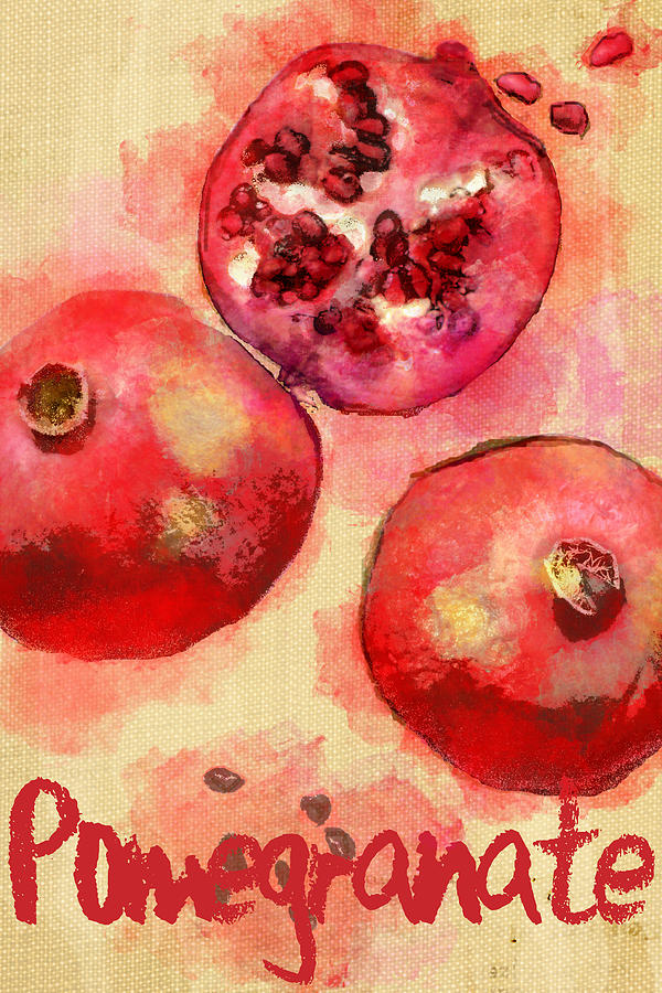 Pomegranate In Red Lettering Photograph by Suzanne Powers