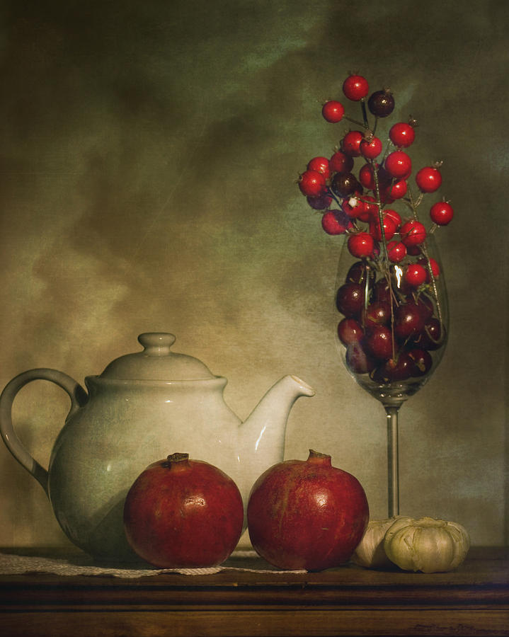 Pomegranates and Tea Pot Photograph by Levin Rodriguez