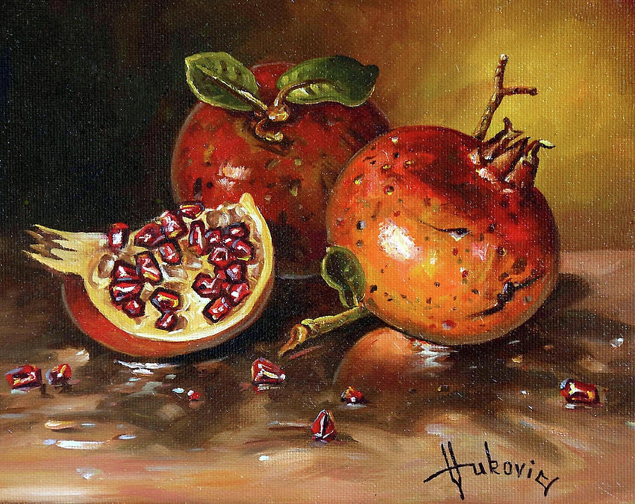 Still Life Painting - Pomegranates by Dusan Vukovic