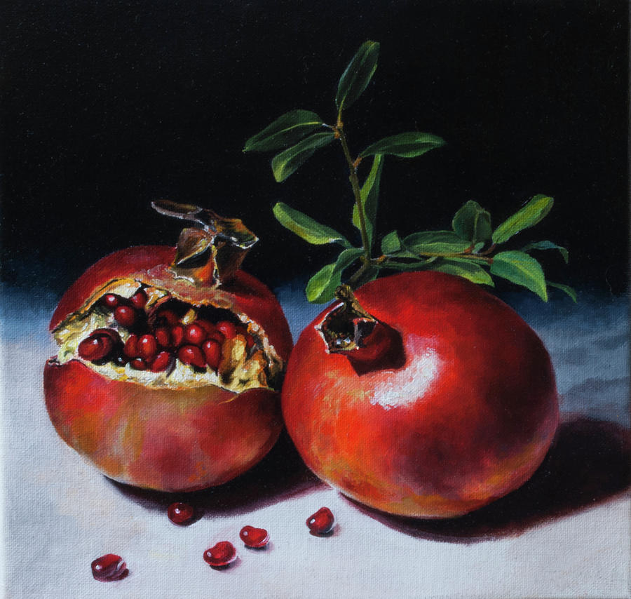 Tomato Painting - Pomegranates with Seeds by Anthony Enyedy