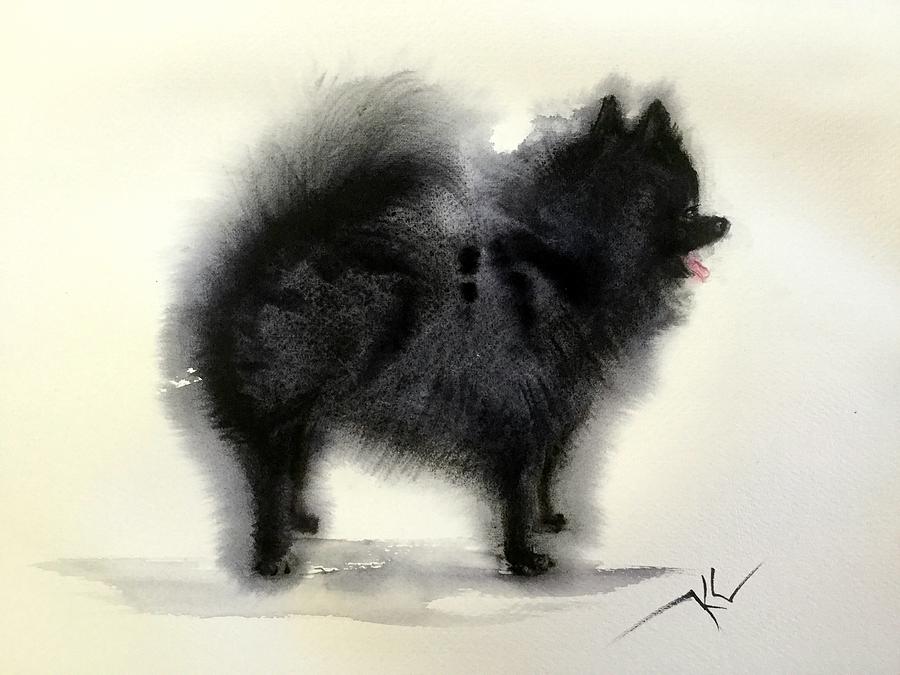 Pometanian dog3 Painting by Katerina Kovatcheva