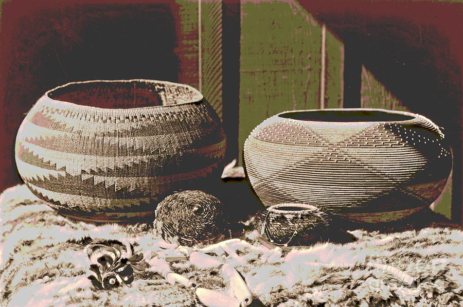 Pomo Baskets and Magnesite Beads Photograph by Padre Art