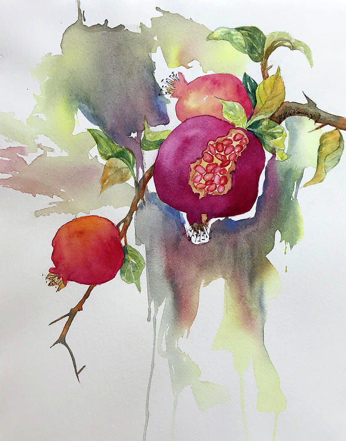 Pomegranates Painting by Hilda Vandergriff
