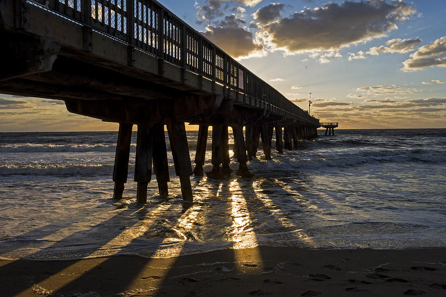 Pompano Beach Fishing Pier at Sunrise Florida Sunrays Photograph by Toby McGuire