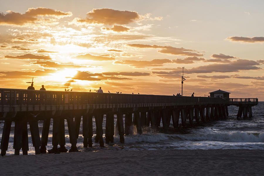 Pompano Beach Fishing Pier at Sunrise Florida Sunrise 2 Photograph by Toby McGuire