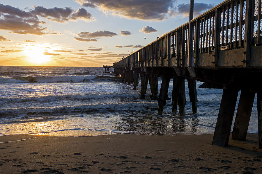 Pompano Beach Fishing Pier at Sunrise Florida Sunrise Photograph by Toby McGuire