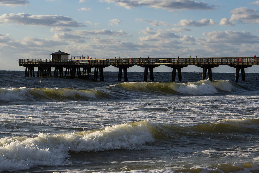 Pompano Beach Fishing Pier at Sunrise Florida Sunrise Waves Photograph by Toby McGuire
