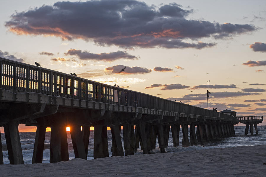 Pompano Beach Fishing Pier at Sunrise Florida Photograph by Toby McGuire