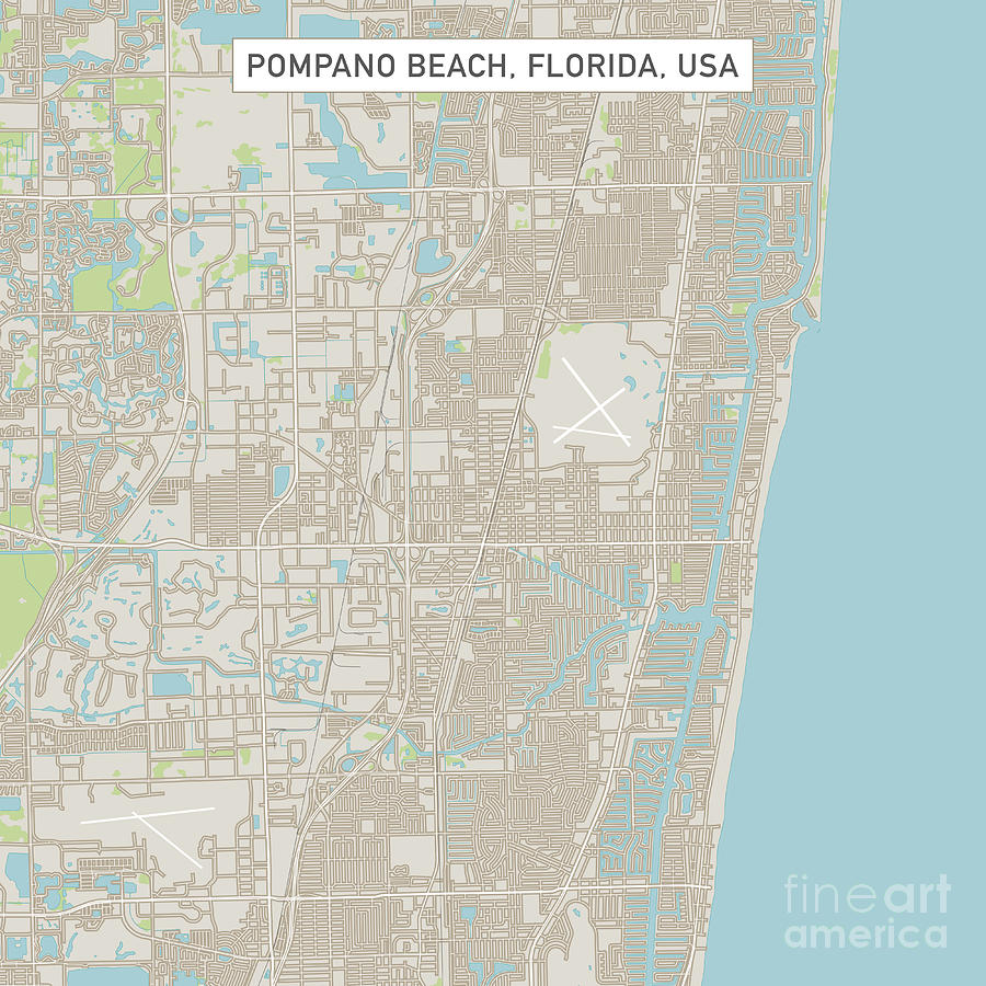 Pompano Beach Florida US City Street Map Digital Art By Frank Ramspott   Pompano Beach Florida Us City Street Map Frank Ramspott 