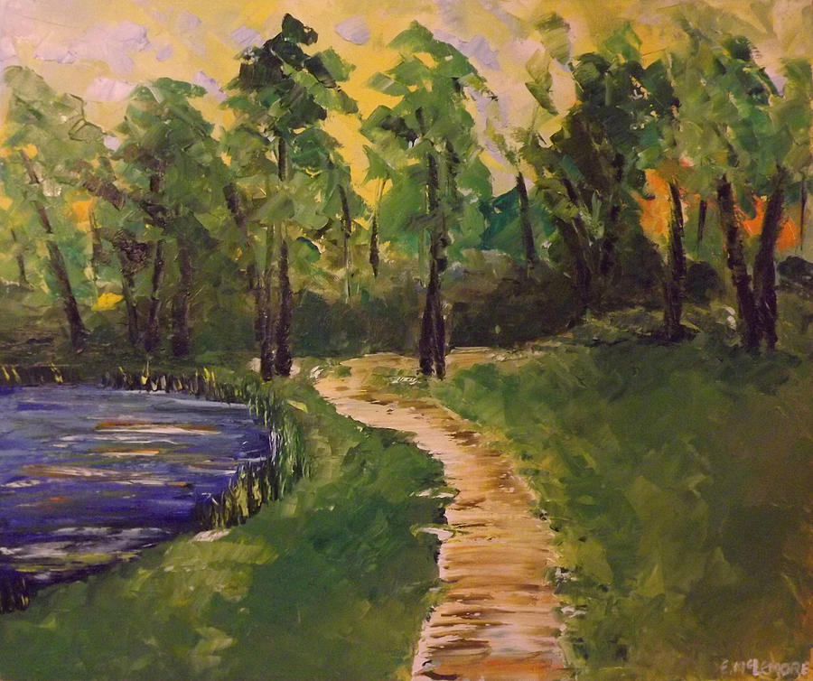 Landscape Painting - Pond and Trail by Emily McLemore Landscape Painting - Pond and Trail by Emily McLemore