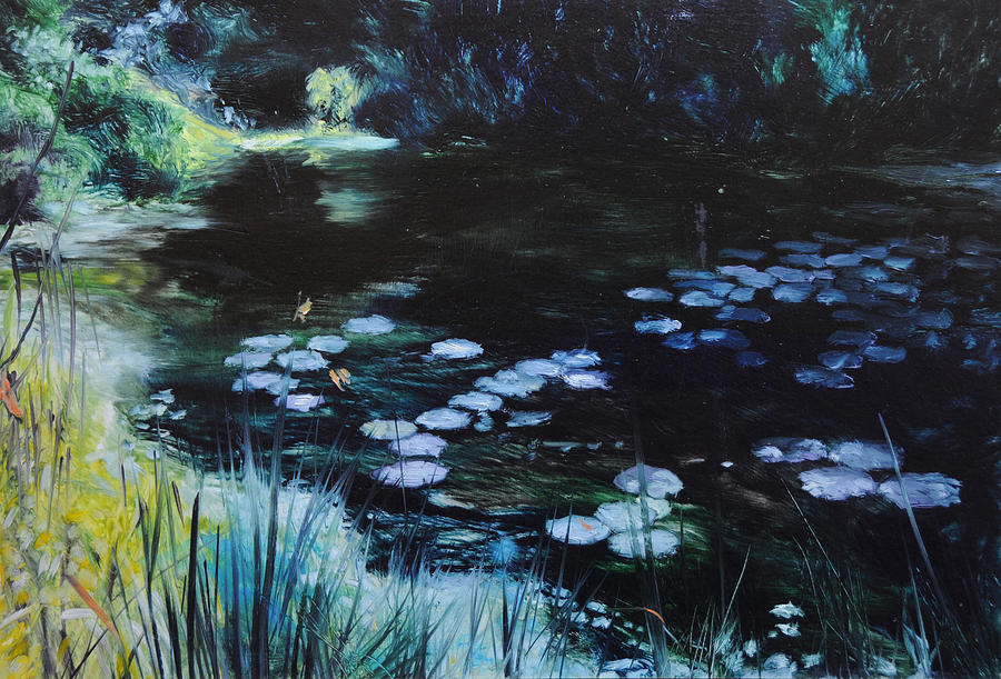 Pond at Port Meirion Painting by Harry Robertson