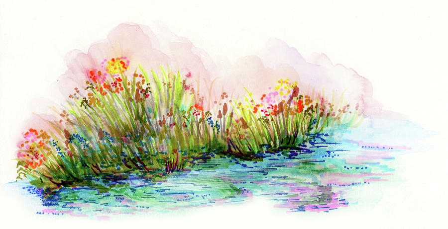 Sunrise Pond Painting by Lauren Heller