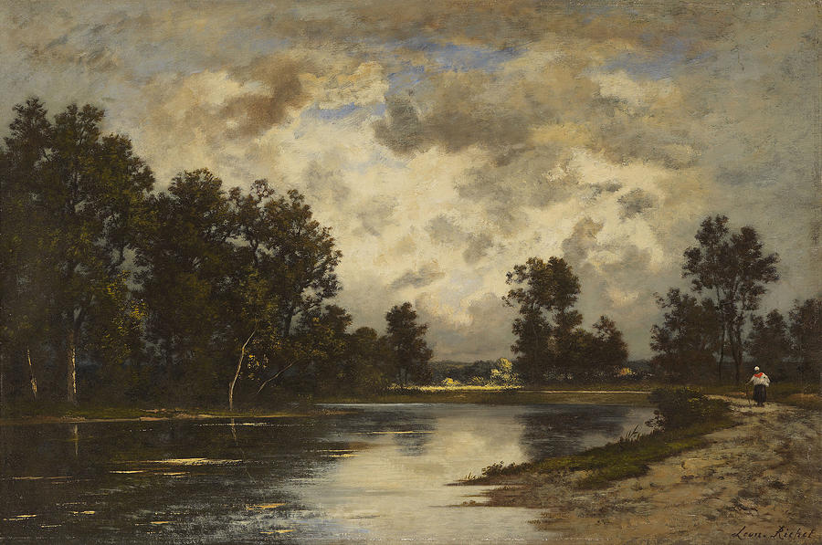 Pond at the Edge of the Forest Painting by Leon Richet