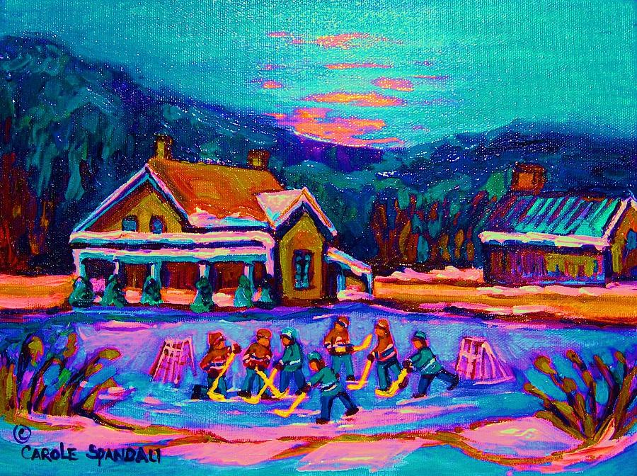 Pond Hockey Two Painting by Carole Spandau
