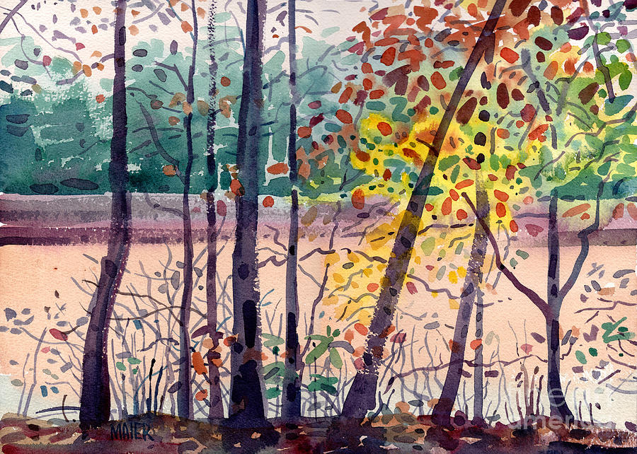 Pond in Fall Painting by Donald Maier