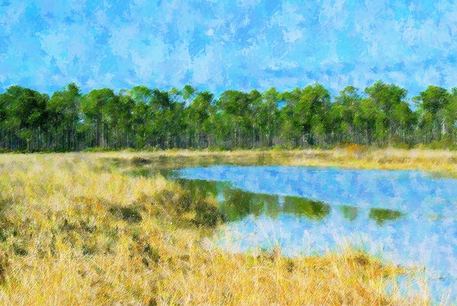Pond In The Woods Mixed Media by Florene Welebny